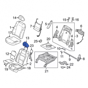 Headrest front left Ford Explorer 11-19 cloth black