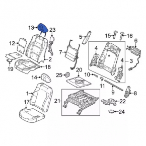 Headrest front left Ford Explorer 11-19 cloth black