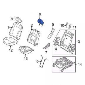 Headrest front left Ford Explorer 11-19 cloth black