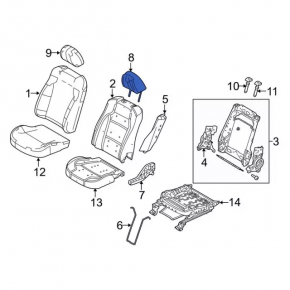 Headrest front left Ford Explorer 11-19 cloth black