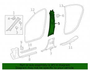 Center pillar trim upper belt left Mercedes GLA 15-20 black