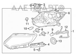 Front left headlight Nissan Rogue 17-20 halogen, sand