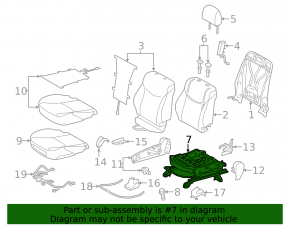 Right passenger seat runner for Toyota Prius V 12-17 with strain gauges, without frame