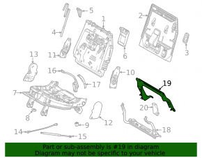 Left 3rd row seat recline mechanism cover for Toyota Sienna 21-24 black