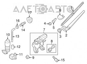 Windscreen wiper trapezoid with motor rear VW Touareg 11-17