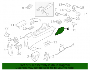 Kia Niro 17-22 HEV, PHEV center console trim, right side, gray