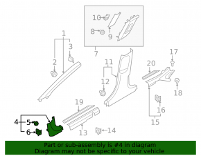 Front pillar trim lower left Hyundai Ioniq 17-22 black, worn, broken guide