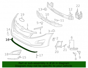 Front bumper lip central Kia Optima 14-16 hybrid