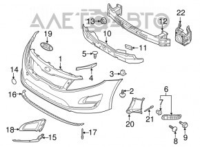 Front bumper lip central Kia Optima 14-16 hybrid