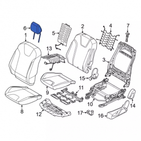 Headrest front left Ford Focus mk3 15-18 rest, type 2, cloth black