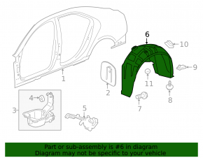 Rear right fender liner Cadillac ATS 13-