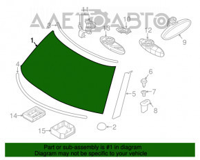 Mini Cooper Countryman R60 10-16 Windshield with Rain Sensor, Sand, Poke
