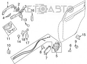 Subaru b9 Tribeca rear left door lock bracket, gray