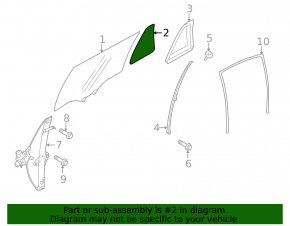 Subaru Outback 10-14 green tint rear right triangle door glass with seal