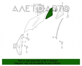 Subaru Outback 10-14 green tint rear right triangle door glass with seal