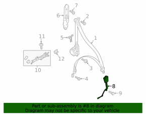 Driver's seat belt latch for the Audi A3 8V 15-16 4D