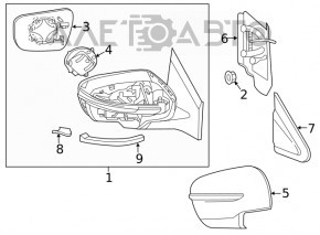 Left side mirror cover for Nissan Murano z52 15-24