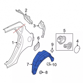Rear left mudguard Ford Fiesta 11-19