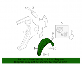 Rear left mudguard Ford Fiesta 11-19