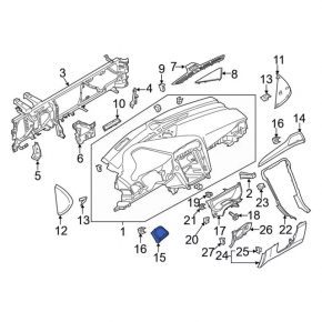 Dashboard cover left Ford Fusion mk5 17-20 graphite
