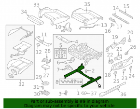 Left passenger seat runner for Audi A4 B9 17-25 without frame