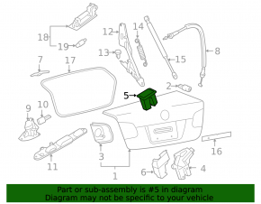 Black trunk lid lock trim for the Audi A4 B8 08-16