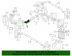 Right lower intercooler pipe for Audi Q8 19-25 3.0T MHEV, second to turbo, plastic