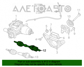 Drive axle shaft rear right Jeep Cherokee KL 14-14 thin