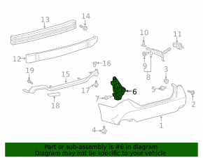 Lower left rear bumper mount for Toyota Avalon 19-22