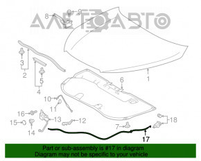 Toyota Highlander 14-19 Hood Release Cable