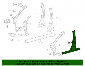 Left center pillar for Lexus CT200h 11-17