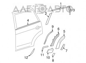 Molding door-glass central rear right Toyota Rav4 06-12