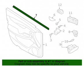 Inner front right door glass seal for Infiniti QX50 19-25