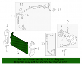 Air conditioning condenser radiator Hyundai Sonata 15-17 2.4