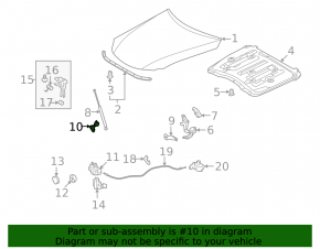 Shock absorber bracket right Lexus IS250 IS350 06-13 on the hood