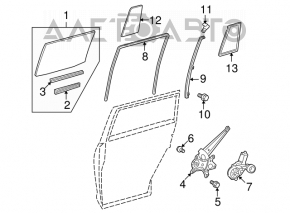 Rear left door glass for Toyota Highlander 2013