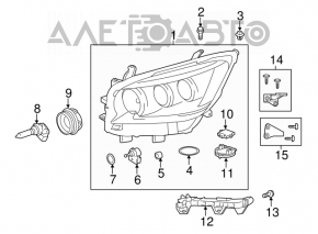 Right headlight adjuster cylinder for Lexus ES350 07-12