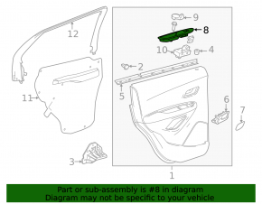 Rear right window lift control trim Buick Encore 13-19 black, matte