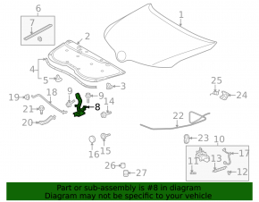 Left hood hinge for Toyota Venza 2015
