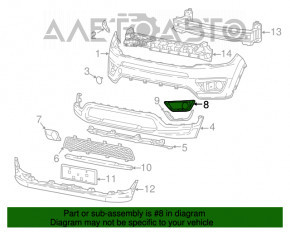 Bumper grille left Jeep Compass 17-21 structure under fog lights,