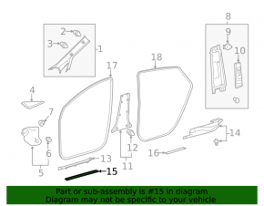 Door sill trim front left outer Toyota Prius V 12-17 black