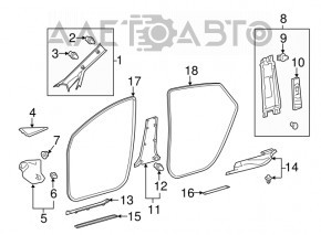 Door sill trim front left outer Toyota Prius V 12-17 black
