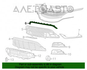 Molding lower grille front bumper upper Chrysler 200 15-17 mat