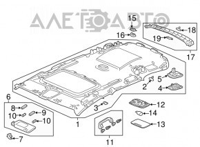 Right visor for Honda CRV 20-22, gray, with backlight, without hook, for cleaning