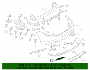 Lower left rear bumper trim for Porsche Panamera 17-23