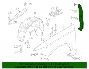 Left door-wing seal for Ford Fusion mk5 13-20