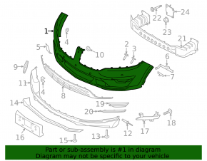 Front bumper complete Lincoln MKC 15-18 prerest with parking sensor, without optics