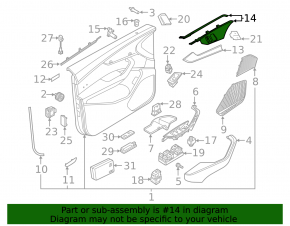 Audi A4 B9 17-19 black matte inner front right door handle trim