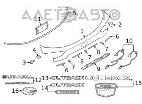 Subaru Outback 20-25 trunk door number plate light strip