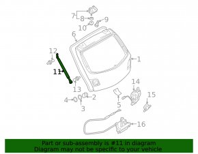 Left tailgate shock absorber Mazda3 03-09 HB